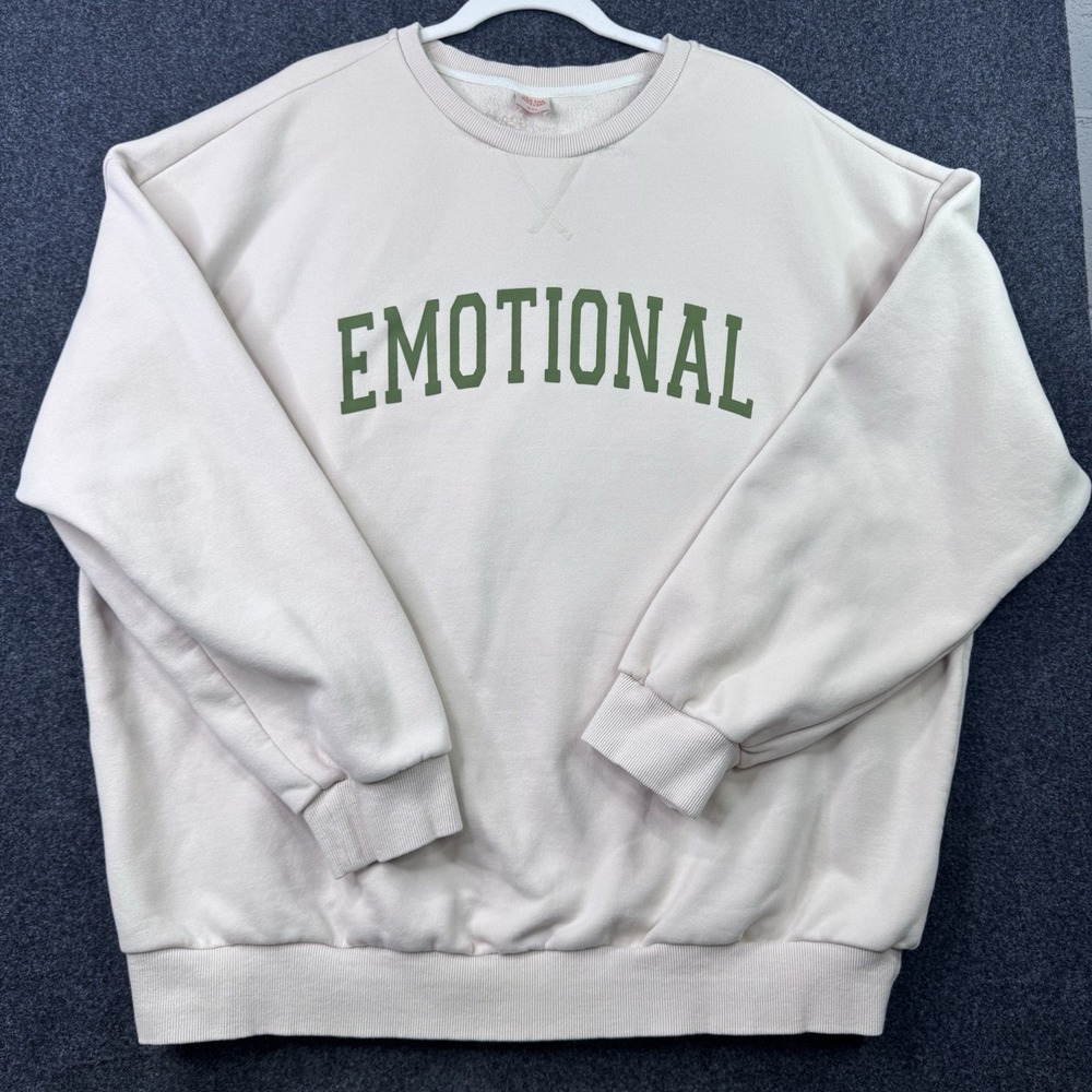See The Way I See Emotional Crewneck Sweatshirt 3XL Beige Graphic Oversized